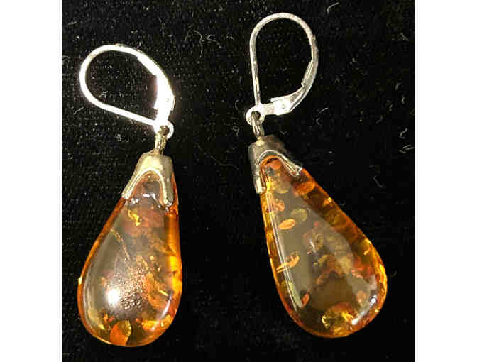 Large Amber Drop Earrings for Pierced Ears