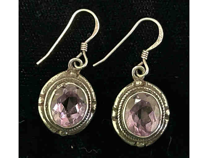 Amethyst in Sterling Silver Drop Earrings for Pierced Ears