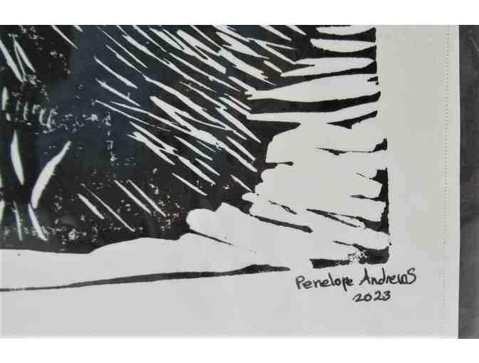 My Friend's Cat Linocut Print by Penelope Andrews