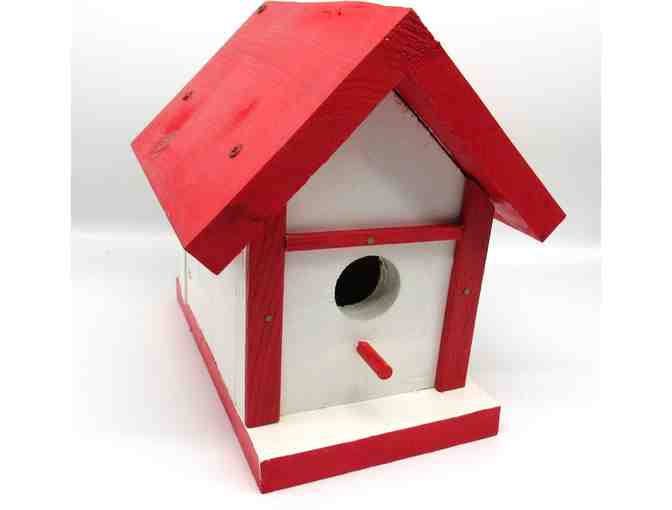 White with Red Trim Bird House