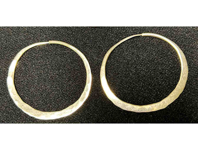 Hammered Sterling Silver Endless Hoop Earrings 1.75' Hand Made