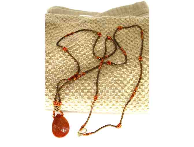 Holly Yashi Brown and Copper Seed Bead Necklace with Pendant