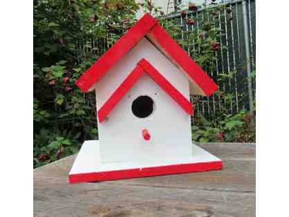 White Bird House with Red Roof