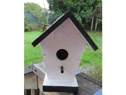 White Bird House with Black Roof
