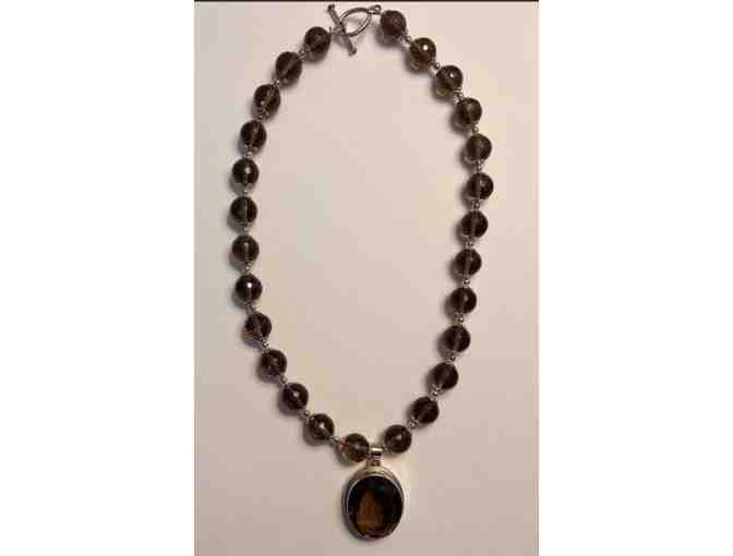 Smokey Quartz Beads with Sterling Silver Necklace