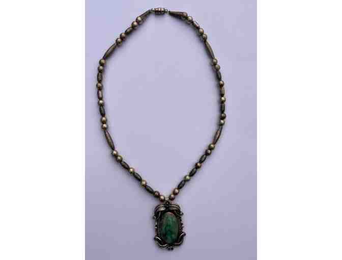 Turquoise Navajo Necklace with Silver Beads