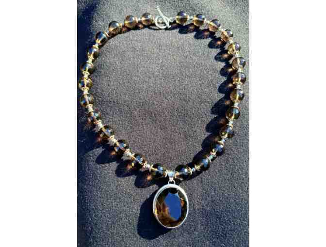 Smokey Quartz Beads with Sterling Silver Necklace