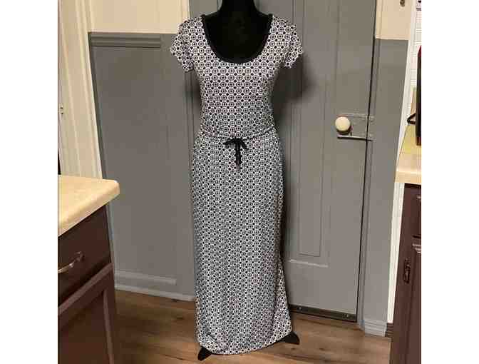 Printed Drawstring Waist Maxi Dress (Size S)