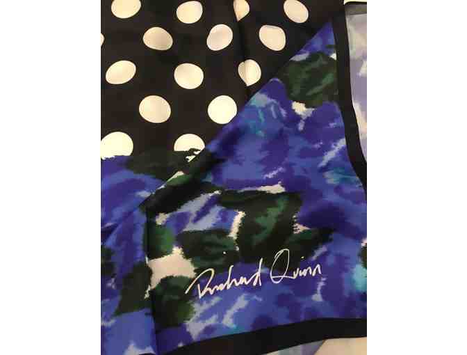 Blue Floral and Black Dotted Scarf - Richard Quinn