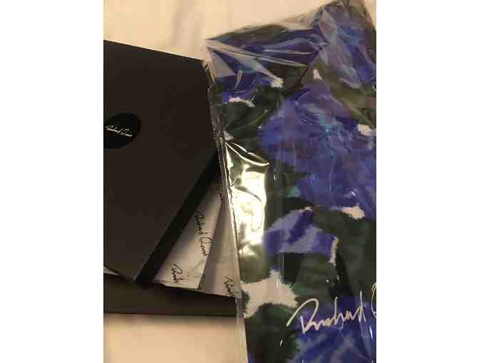 Blue Floral and Black Dotted Scarf - Richard Quinn