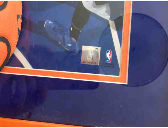 Kristaps Porzingis Framed 22x25 with Autographed NBA Mini 5 Basketball