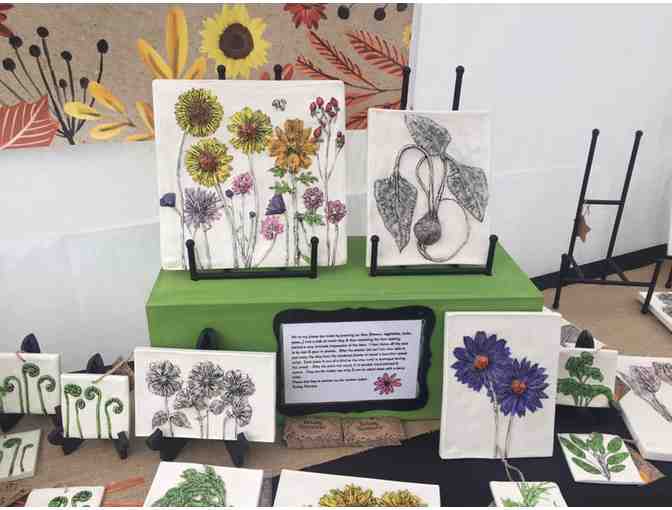 Hanging Daisy Plaque by Krissy Romano Botanical Artwork