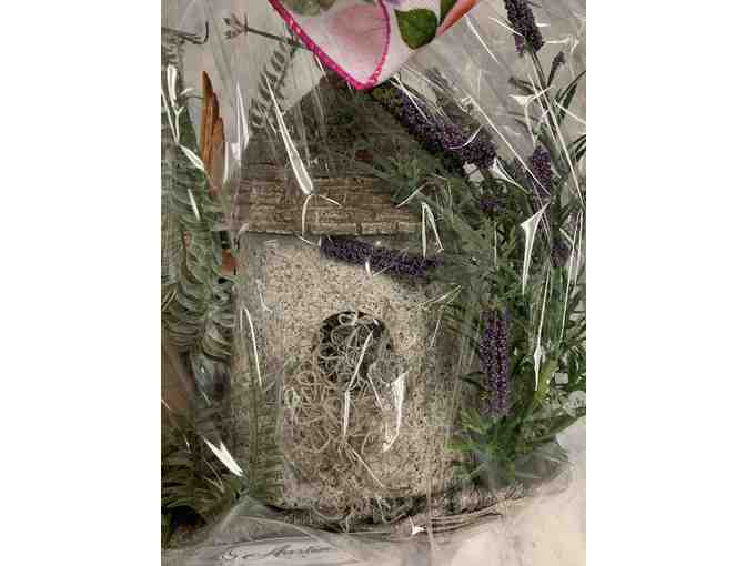 Birdhouse and Candle Basket from Austin's Flowers