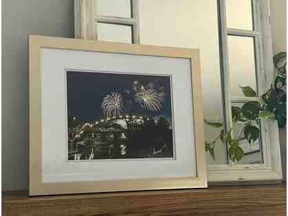 Framed & Matted Photograph of Fireworks over the Tridge