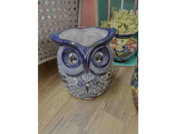 Blue Talavera Owl Planter - Photo 1