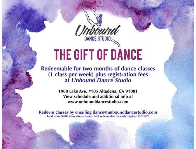 Unbound Dance Studio in Altadena - 2 Months of Dance Classes