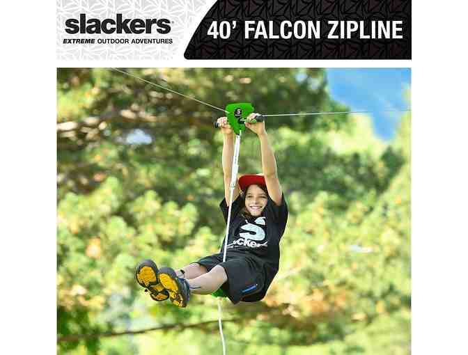 Slackers Falcon Flyer Zipline Kit Backyard Green 40 feet