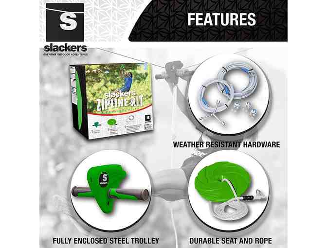 Slackers Falcon Flyer Zipline Kit Backyard Green 40 feet