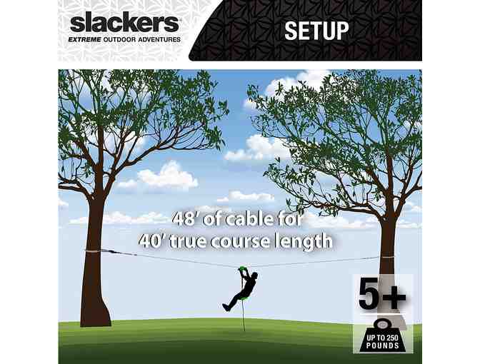 Slackers Falcon Flyer Zipline Kit Backyard Green 40 feet