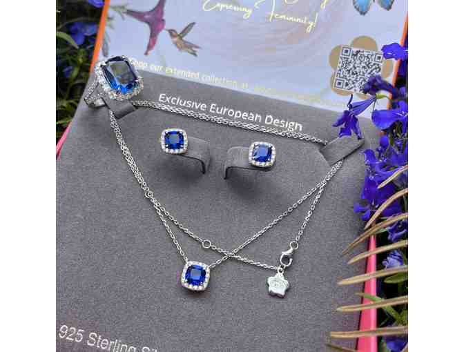 Modern Sapphire Necklace & Earrings & Ring Set