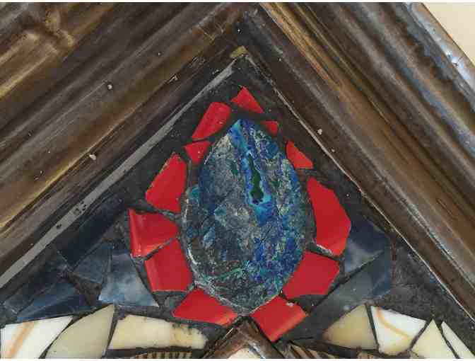 Beautiful handmade mirror mosaic with lapis metamorphic rock