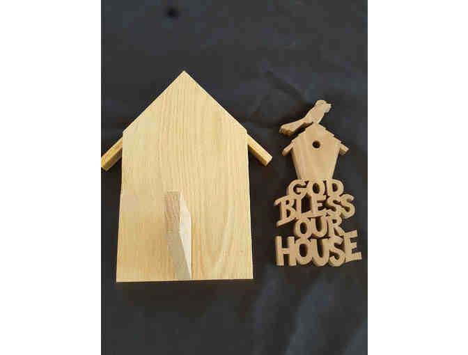 'God Bless Our House' wood plaque with stand