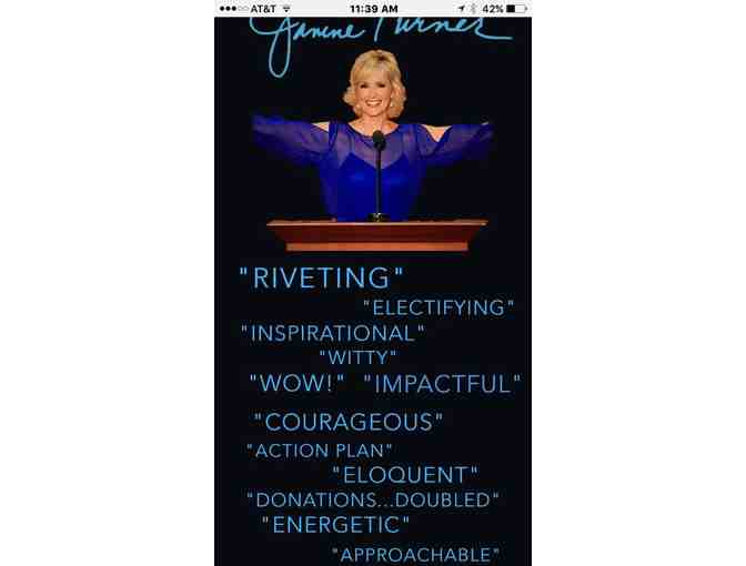 Dynamic Speaker for your Business/Organization with our Inspiring Janine Turner!