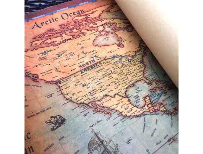 Nautical World Map: High Quality Vintage Print 28' x 14'  Great Conversation Piece!