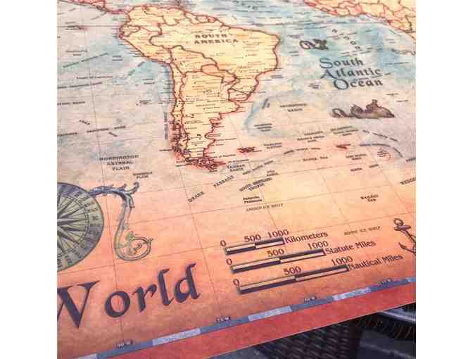 Nautical World Map: High Quality Vintage Print 28' x 14'  Great Conversation Piece!
