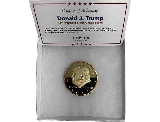 Donald Trump Gold Plated Collectable Coin, Certificate of Authenticity