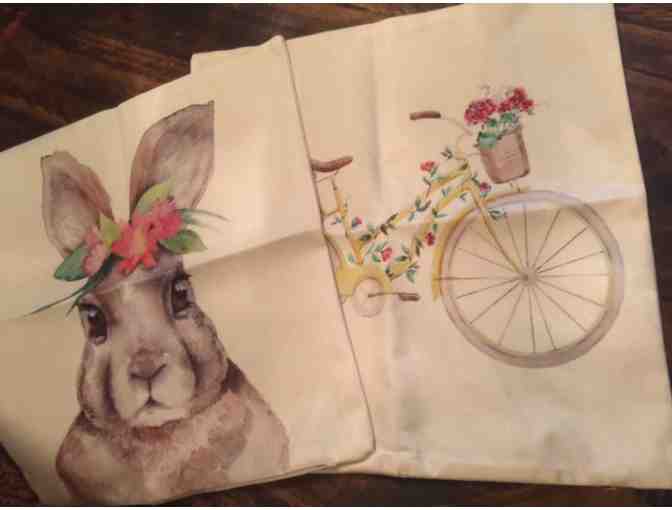 Celebrate Spring with Two Beautiful Pillow Covers!  Bunny & Vintage Bike!
