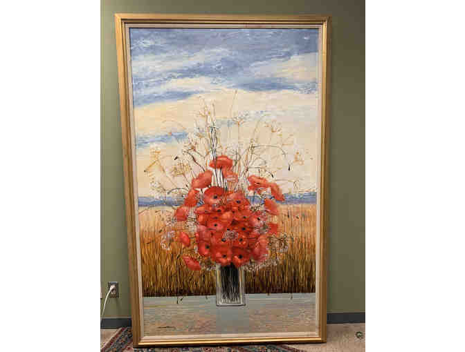 Original, Signed Oil Painting by Michel Henry - 'Pavots D'ete' - World Renowned Artist!