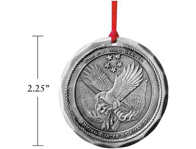 Military Veterans Hand-Hammered Hanging Ornaments (2)! American Made!