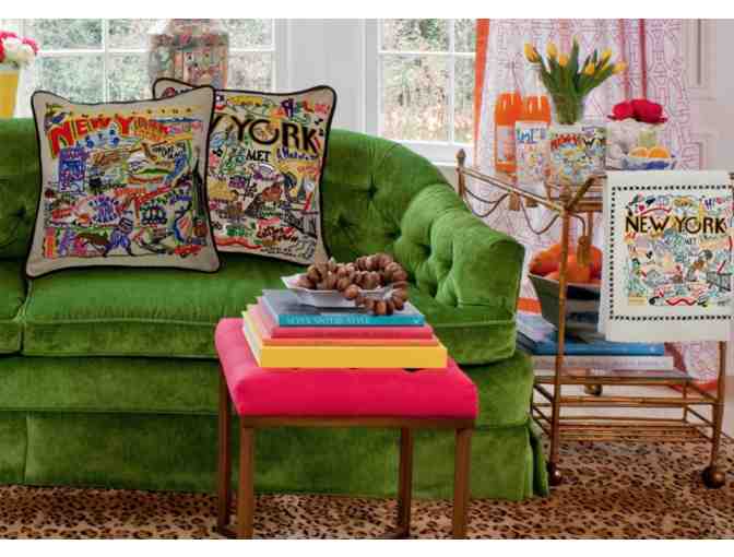 New York City Hand-Embroidered Pillow