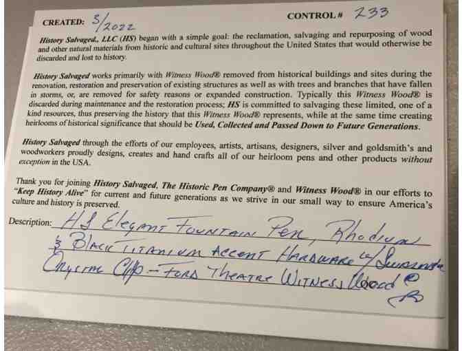 Ford's Theatre - History Salvaged Pen - Fountain Pen