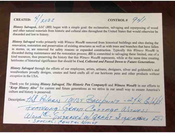 Handcrafted From General Grant's Cottage