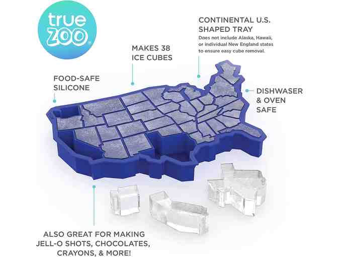 True Zoo U Ice of A, Silicone Ice Cube Tray, USA Ice Mold