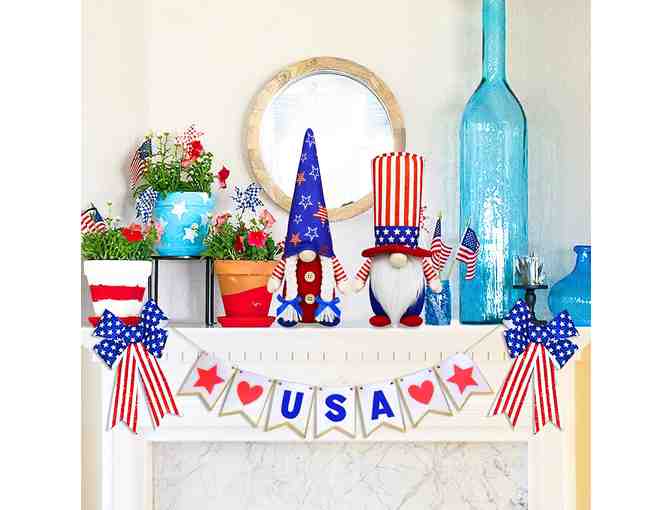4th of July Patriotic Gnome Decorations, 2 PCS Handmade