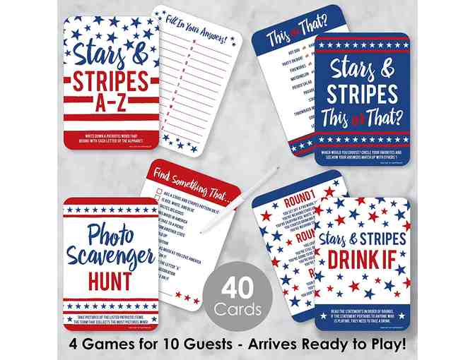 Big Dot of Happiness Stars and Stripes - 4 Patriotic Party Games - 10 Cards Each