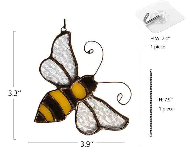 Bumble Bee Ornament Stained Glass Window Hanging Suncatcher