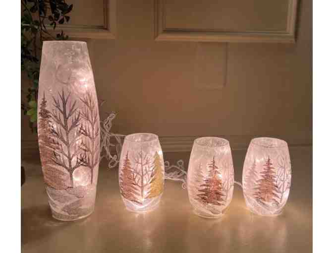 Set of 4 Winter Wonderland Lighted Vases - Photo 1