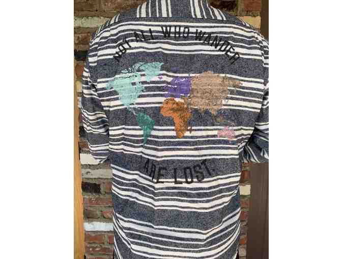 NAVY STRIPE MEN'S FLANNEL SHIRT