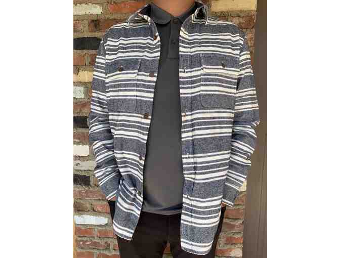 NAVY STRIPE MEN'S FLANNEL SHIRT