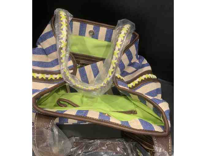 STEVE MADDEN BLUE STRIPE TOTE