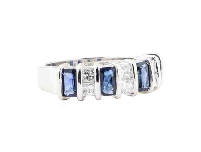 14KT WHITE GOLD SAPPHIRE & DIAMOND BAND