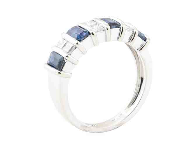 14KT WHITE GOLD SAPPHIRE & DIAMOND BAND