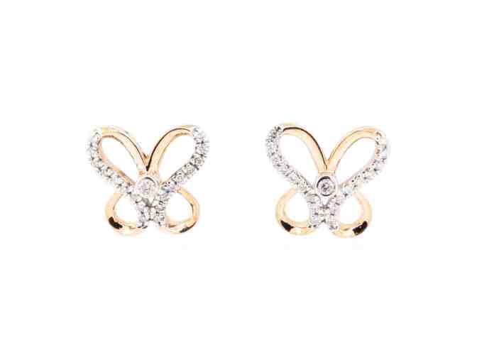 14KT ROSE GOLD BUTTERFLY DIAMOND EARRINGS AND PENDANT SET