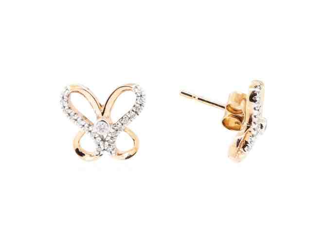 14KT ROSE GOLD BUTTERFLY DIAMOND EARRINGS AND PENDANT SET