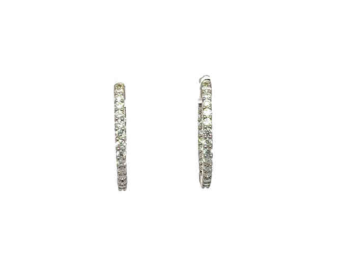 14 KARAT WHITE GOLD DIAMOND INSIDE/OUTSIDE HOOP EARRINGS