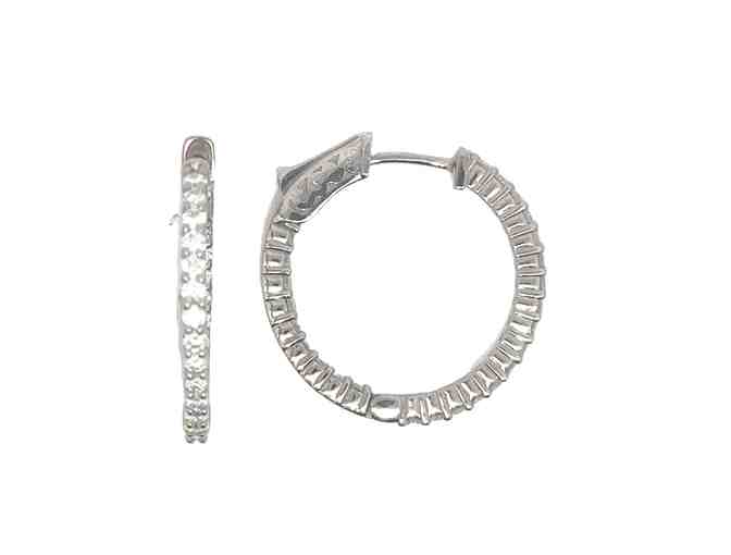 14 KARAT WHITE GOLD DIAMOND INSIDE/OUTSIDE HOOP EARRINGS